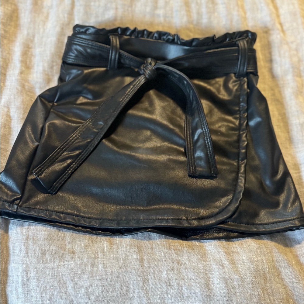 Abercrombie Kids Black Faux Leather Mini Skirt